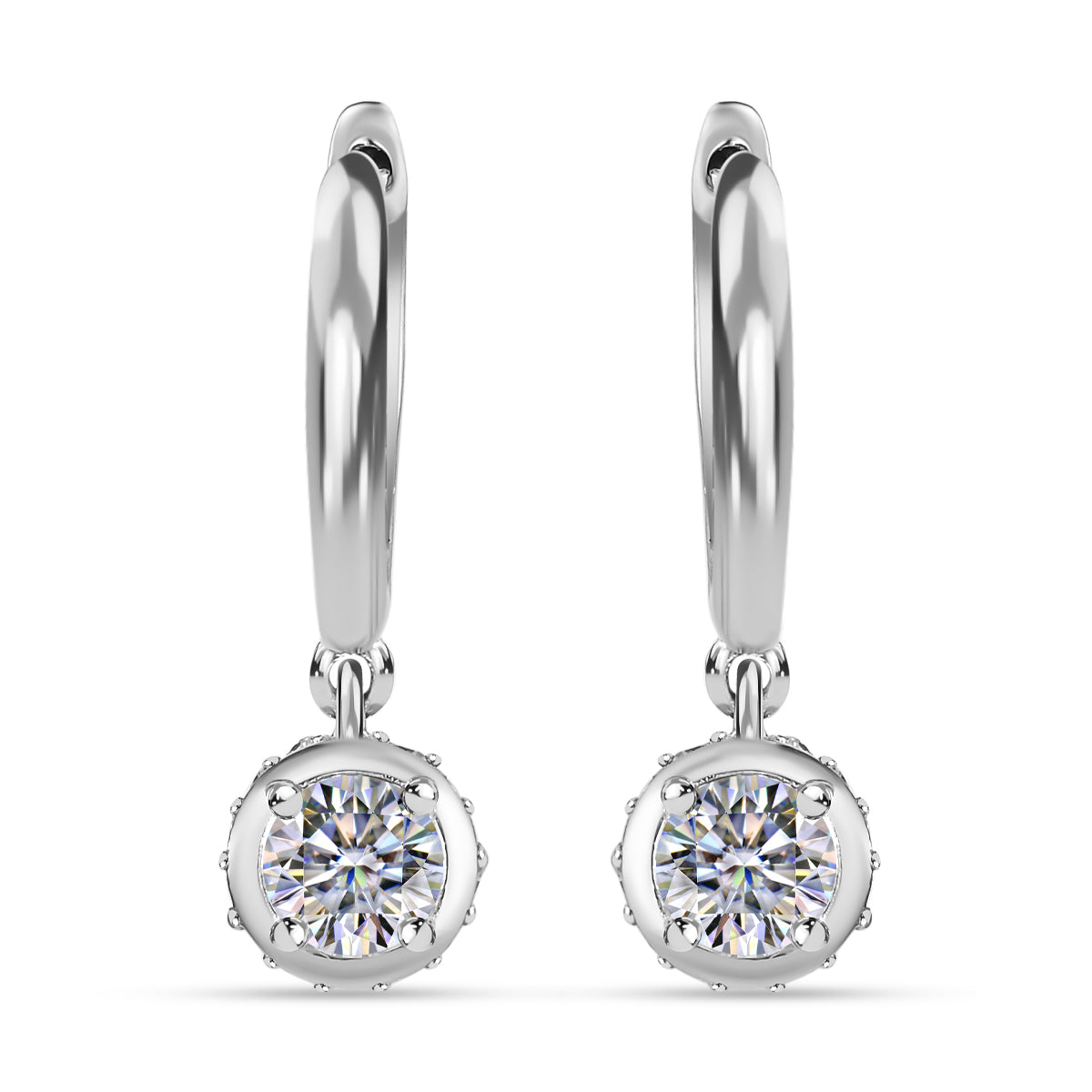 Moissanite Hoop Earrings in Platinum Overlay Sterling Silver 1.20 Ct. 7715793 0