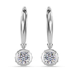 Moissanite Hoop Earrings with Clasp in Platinum Overlay Sterling Silver 1.20 Ct._7715793