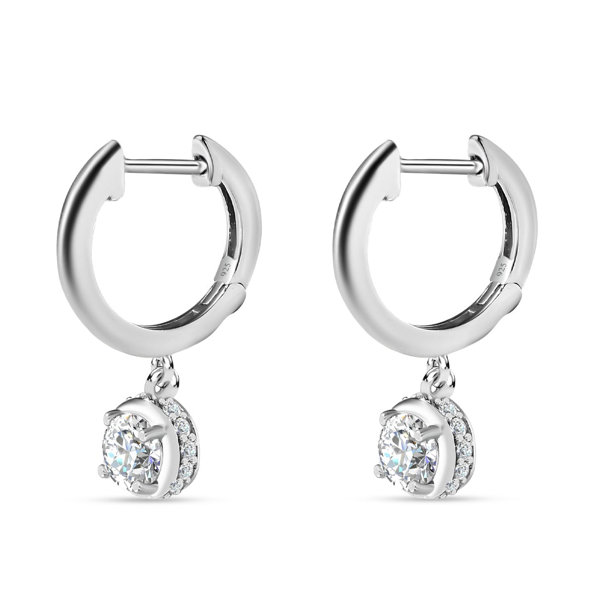 Moissanite Hoop Earrings in Platinum Overlay Sterling Silver 1.20 Ct. 7715793 3