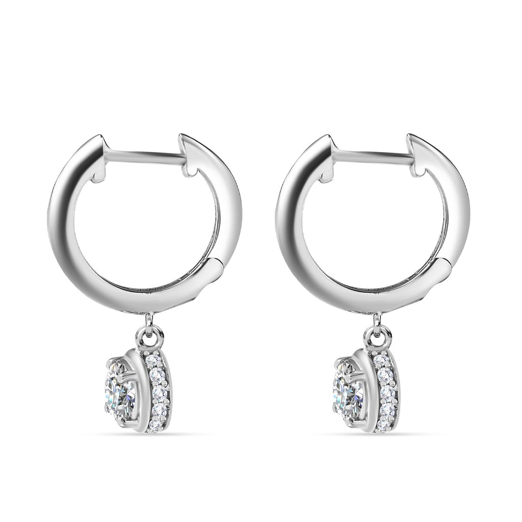 Moissanite Hoop Earrings with Clasp in Platinum Overlay Sterling Silver 1.20 Ct._7715793_4