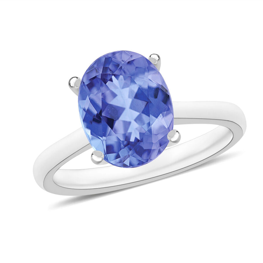 Tanzanite  Solitaire Ring in Platinum Overlay Sterling Silver 3.05 ct  3.050  Ct. 7716547 0