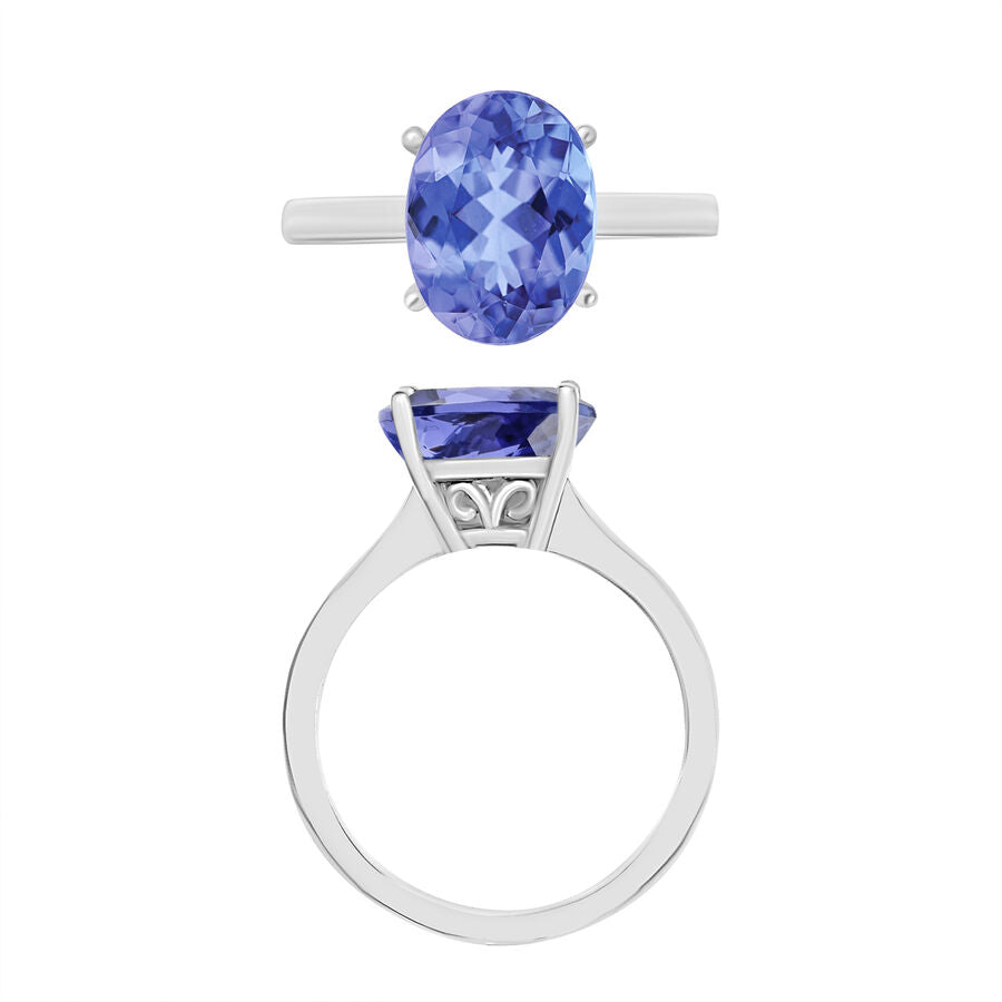 Tanzanite  Solitaire Ring in Platinum Overlay Sterling Silver 3.05 ct  3.050  Ct. 7716547 3