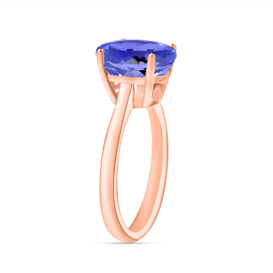 14K Rose Gold  AA  Tanzanite Solitaire Ring 3.00 ct,  Gold Wt. 4 Gms  3.000  Ct. 7716634 2
