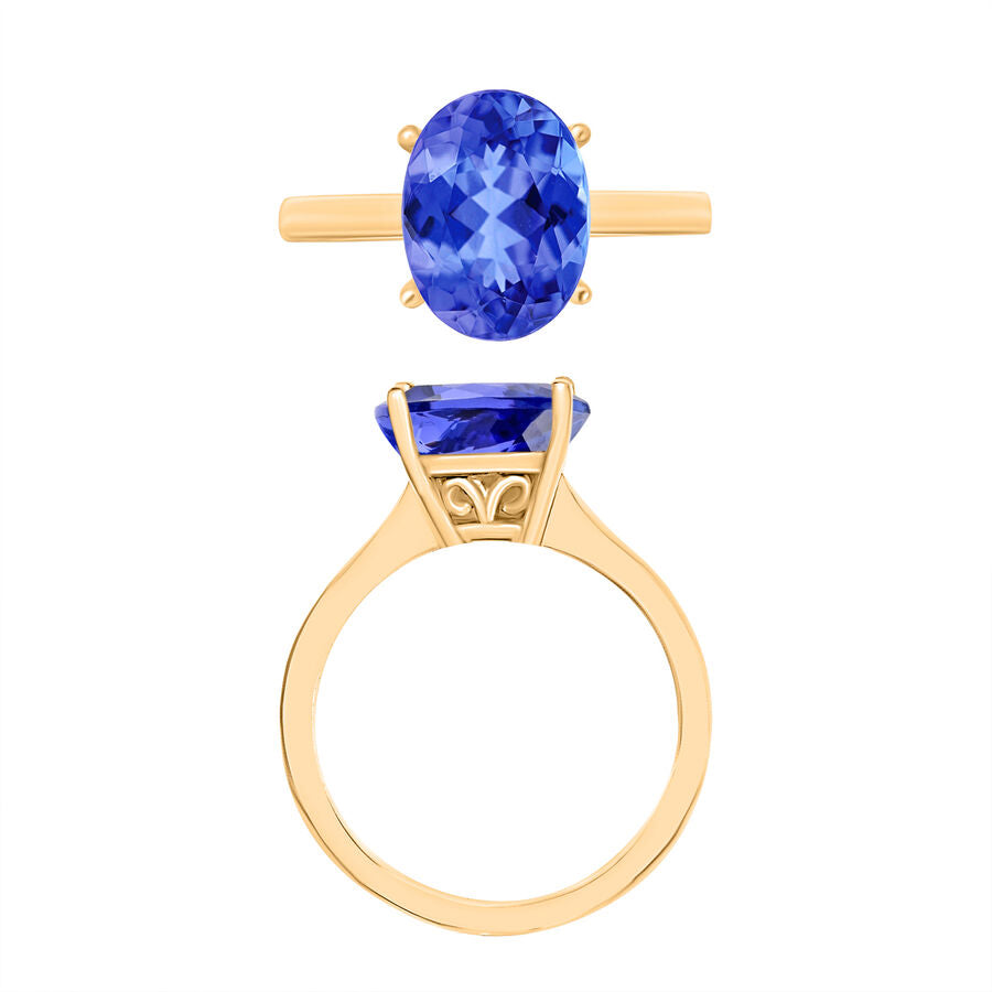 18K Yellow Gold  AAA  Tanzanite Solitaire Ring 3.00 ct,  Gold Wt. 5.5 Gms  3.000  Ct. 7716668 3