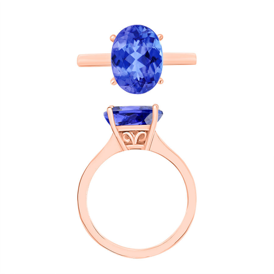 18K Rose Gold  AAA  Tanzanite Solitaire Ring 3.05 ct,  Gold Wt. 5.5 Gms  3.050  Ct. 7716685 3