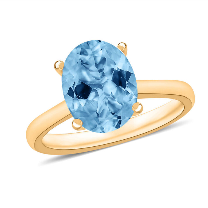18K Yellow Gold  AAA  Santamaria Aquamarine Solitaire Ring 5.05 ct,  Gold Wt. 5.5 Gms  5.050  Ct. 7716753 1