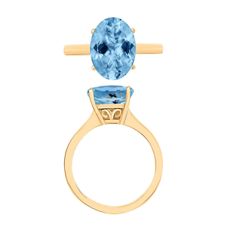 18K Yellow Gold  AAA  Santamaria Aquamarine Solitaire Ring 5.05 ct,  Gold Wt. 5.5 Gms  5.050  Ct. 7716753 3