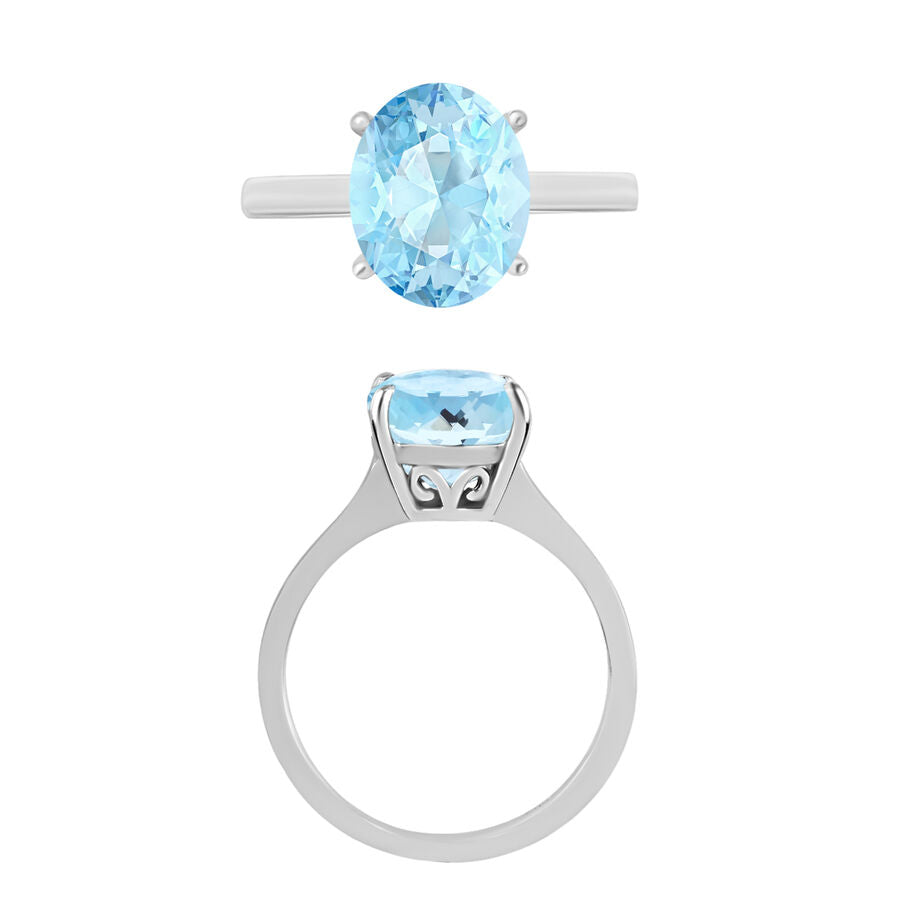 Aquamarine  Solitaire Ring in Platinum Overlay Sterling Silver 2.40 ct  2.400  Ct. 7717042 3