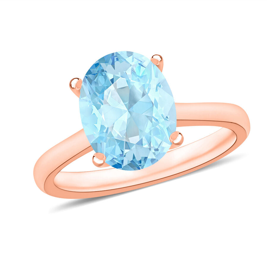 Aquamarine  Solitaire Ring in Vermeil RG Sterling Silver 2.40 ct  2.400  Ct. 7717059 0