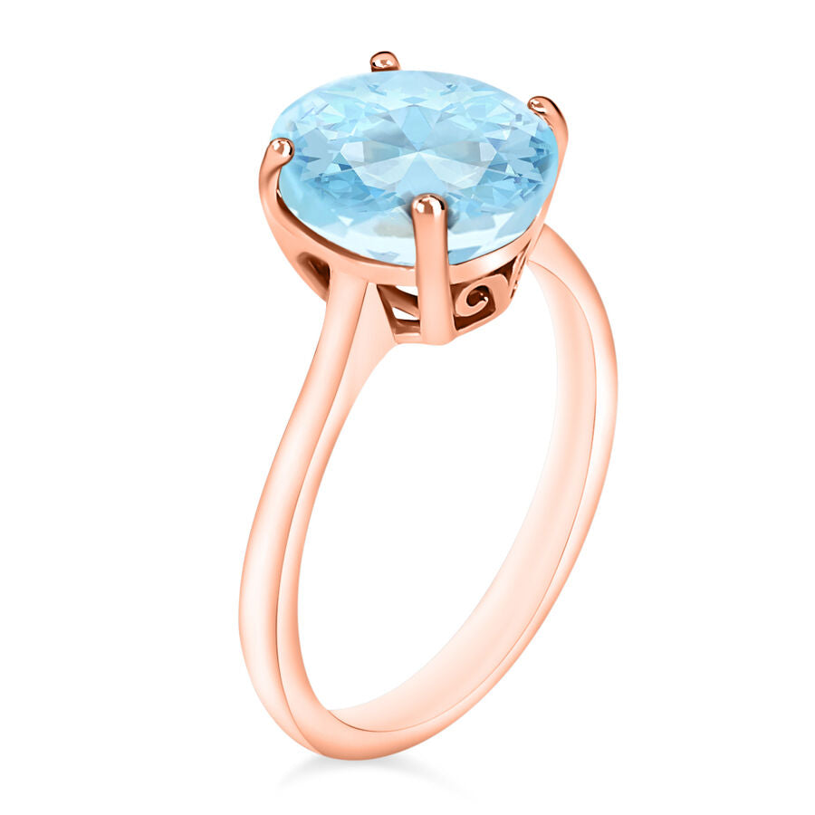 Aquamarine  Solitaire Ring in Vermeil RG Sterling Silver 2.40 ct  2.400  Ct. 7717059 2