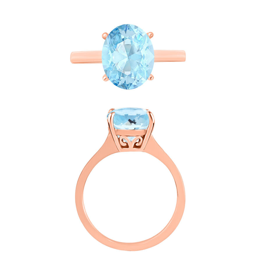 Aquamarine  Solitaire Ring in Vermeil RG Sterling Silver 2.40 ct  2.400  Ct. 7717059 3