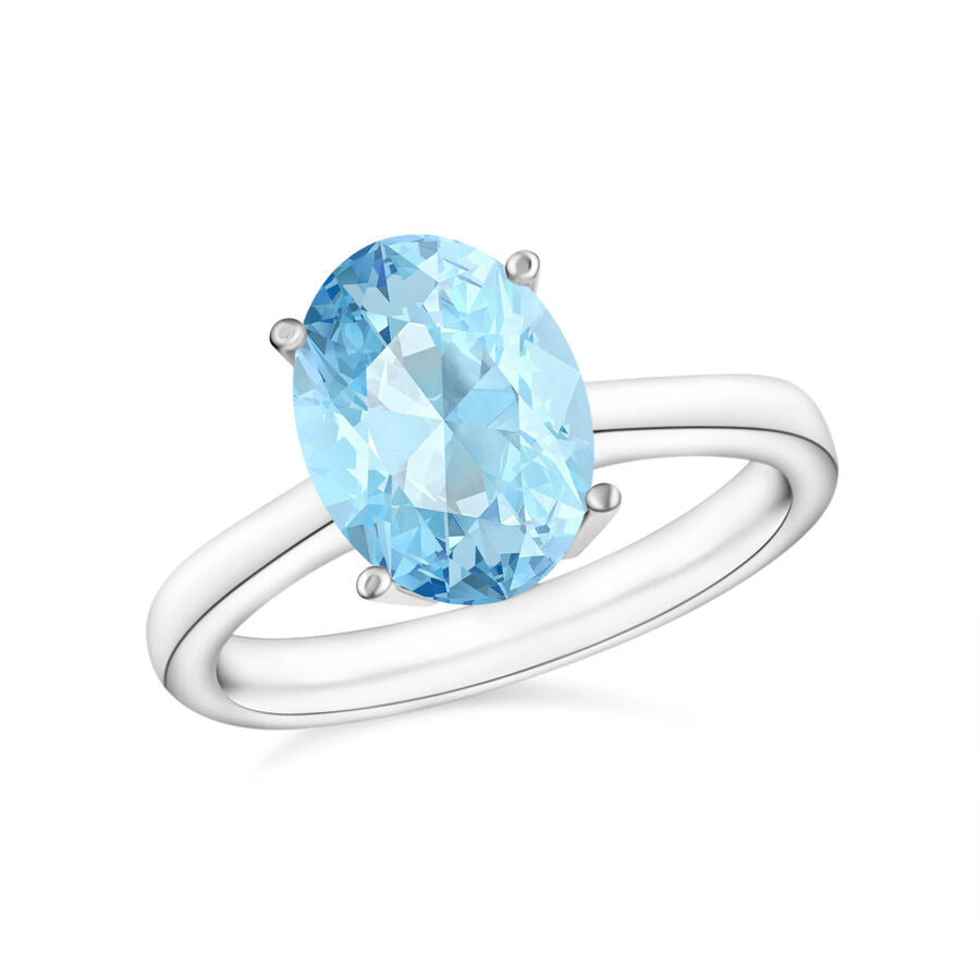14K W Gold  AA  Aquamarine Solitaire Ring 1.70 ct,  Gold Wt. 4 Gms  1.700  Ct. 7717229 0