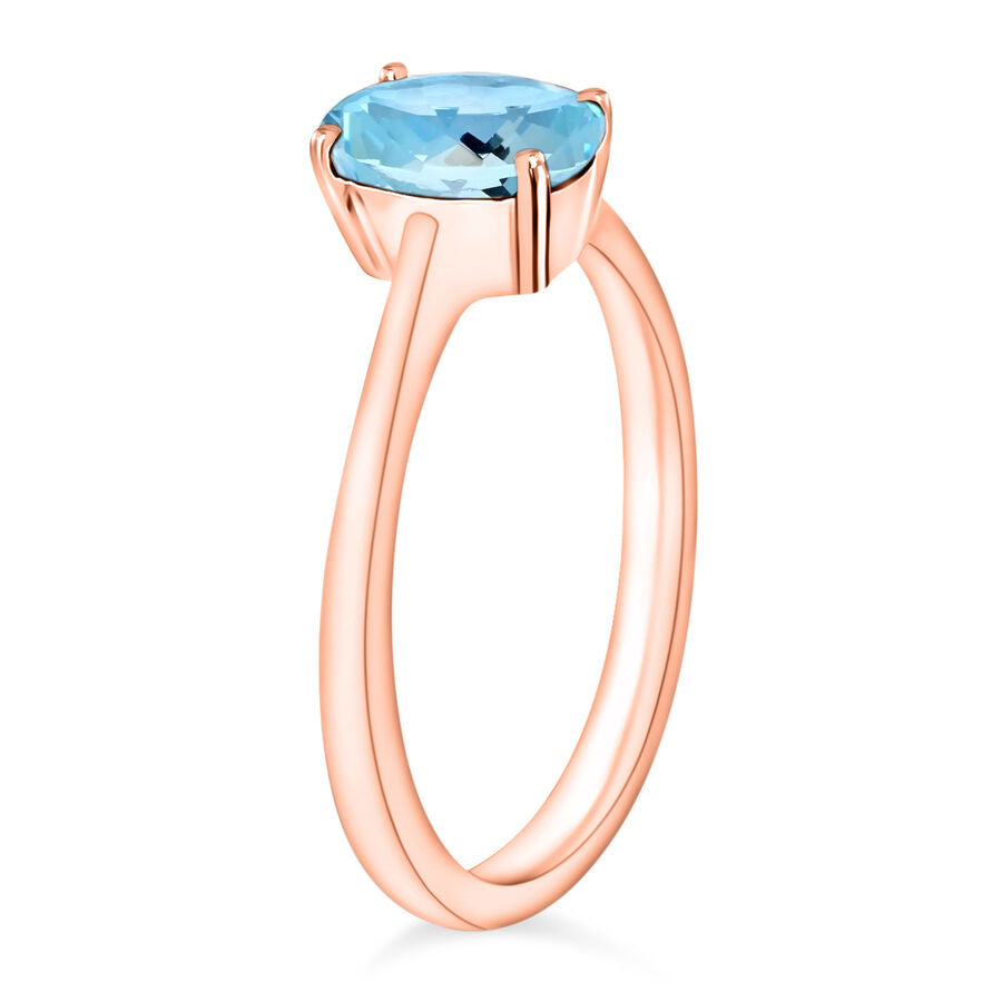 14K Rose Gold  AA  Aquamarine Ring 1.30 ct,  Gold Wt. 4 Gms  1.300  Ct. 7717552 2