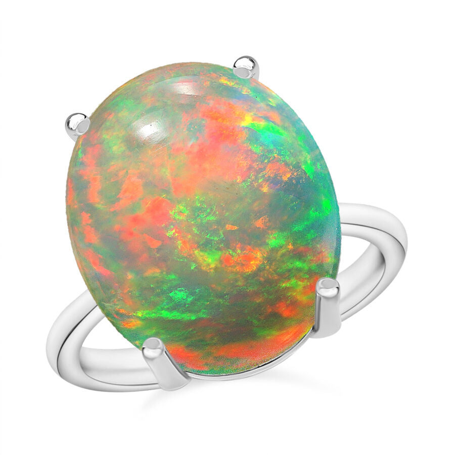 18K W Gold  AAA  Ethiopian Opal Solitaire Ring 5.00 ct,  Gold Wt. 5.5 Gms  5.000  Ct. 7717654 0