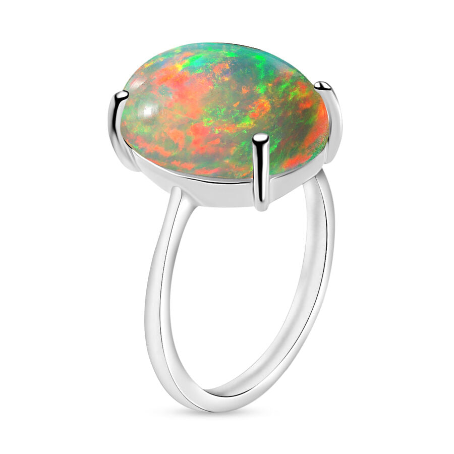 18K W Gold  AAA  Ethiopian Opal Solitaire Ring 5.00 ct,  Gold Wt. 5.5 Gms  5.000  Ct. 7717654 2