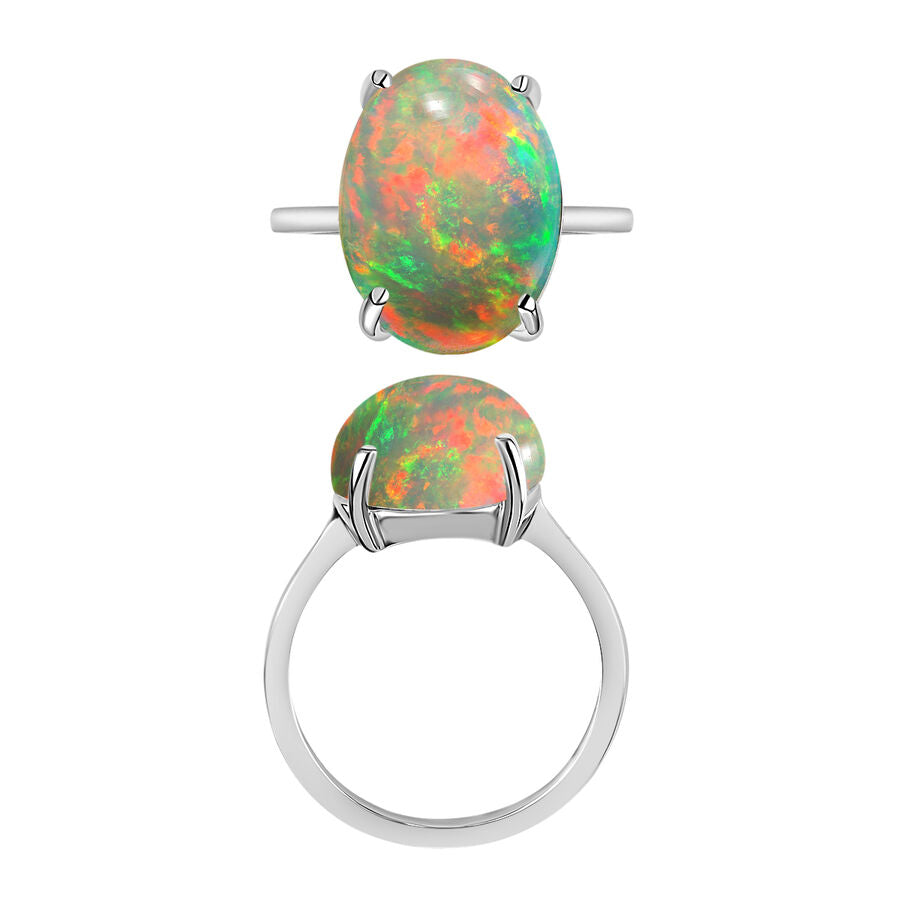 18K W Gold  AAA  Ethiopian Opal Solitaire Ring 5.00 ct,  Gold Wt. 5.5 Gms  5.000  Ct. 7717654 3