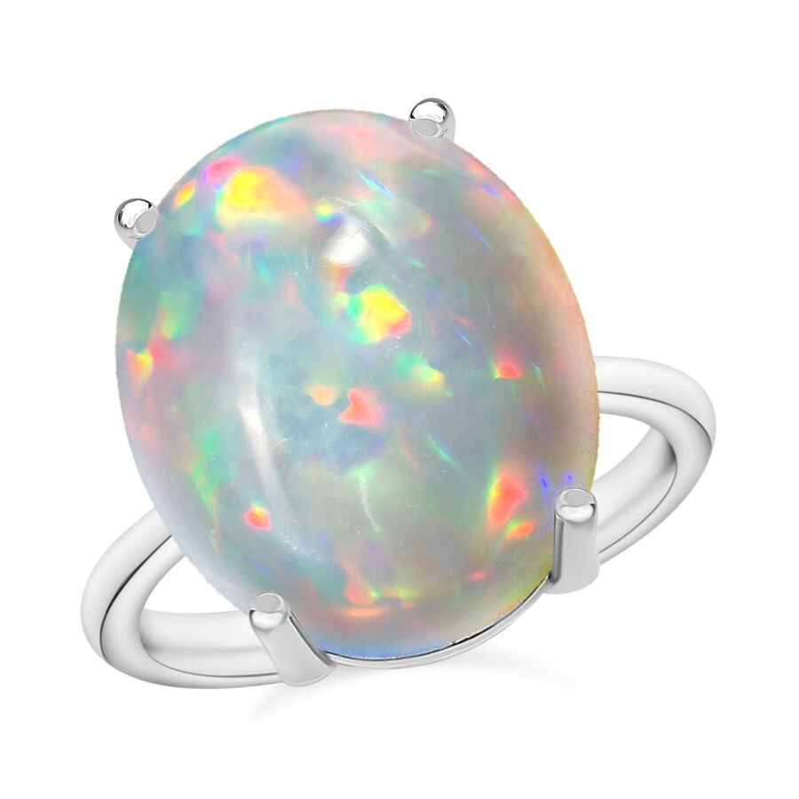 Ethiopian Opal  Solitaire Ring in Platinum Overlay Sterling Silver 5.00 ct  5.000  Ct. 7717756 0