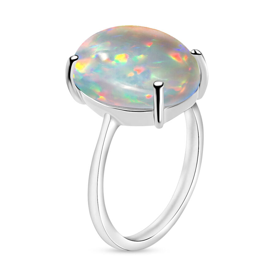 Ethiopian Opal  Solitaire Ring in Platinum Overlay Sterling Silver 5.00 ct  5.000  Ct. 7717756 2