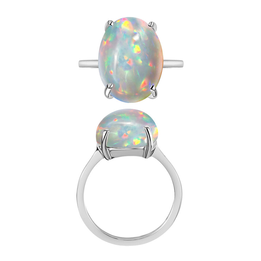 Ethiopian Opal  Solitaire Ring in Platinum Overlay Sterling Silver 5.00 ct  5.000  Ct. 7717756 3