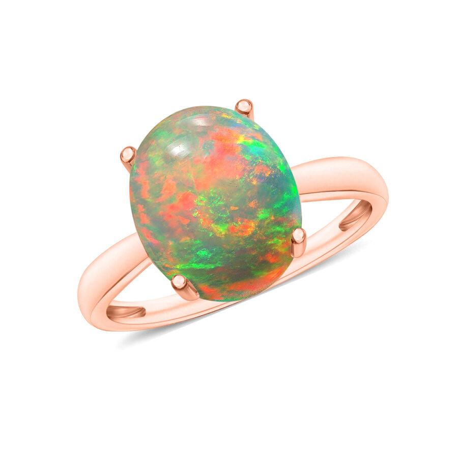 18K Rose Gold  AAA  Ethiopian Opal Solitaire Ring 2.40 ct,  Gold Wt. 5.5 Gms  2.400  Ct. 7717966 0