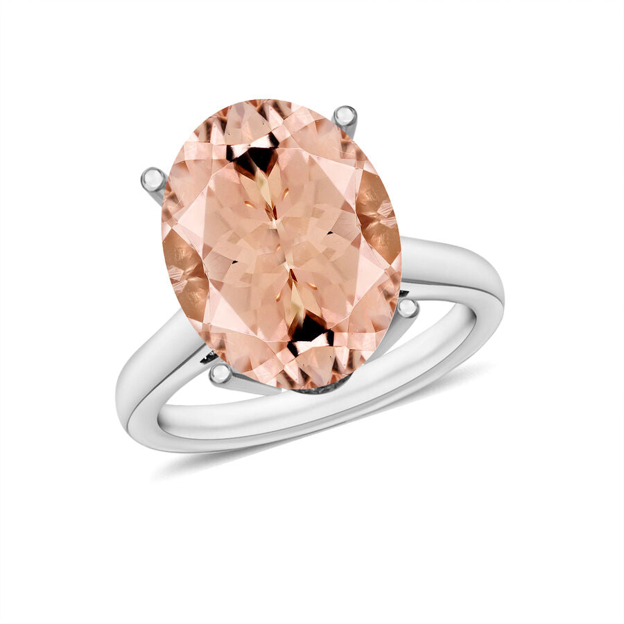 Morganite  Solitaire Ring in Platinum Overlay Sterling Silver 4.40 ct  4.400  Ct. 7718904 0
