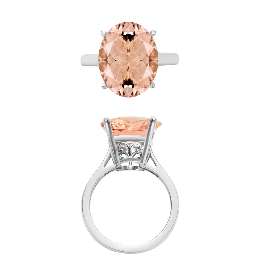 Morganite  Solitaire Ring in Platinum Overlay Sterling Silver 4.40 ct  4.400  Ct. 7718904 3