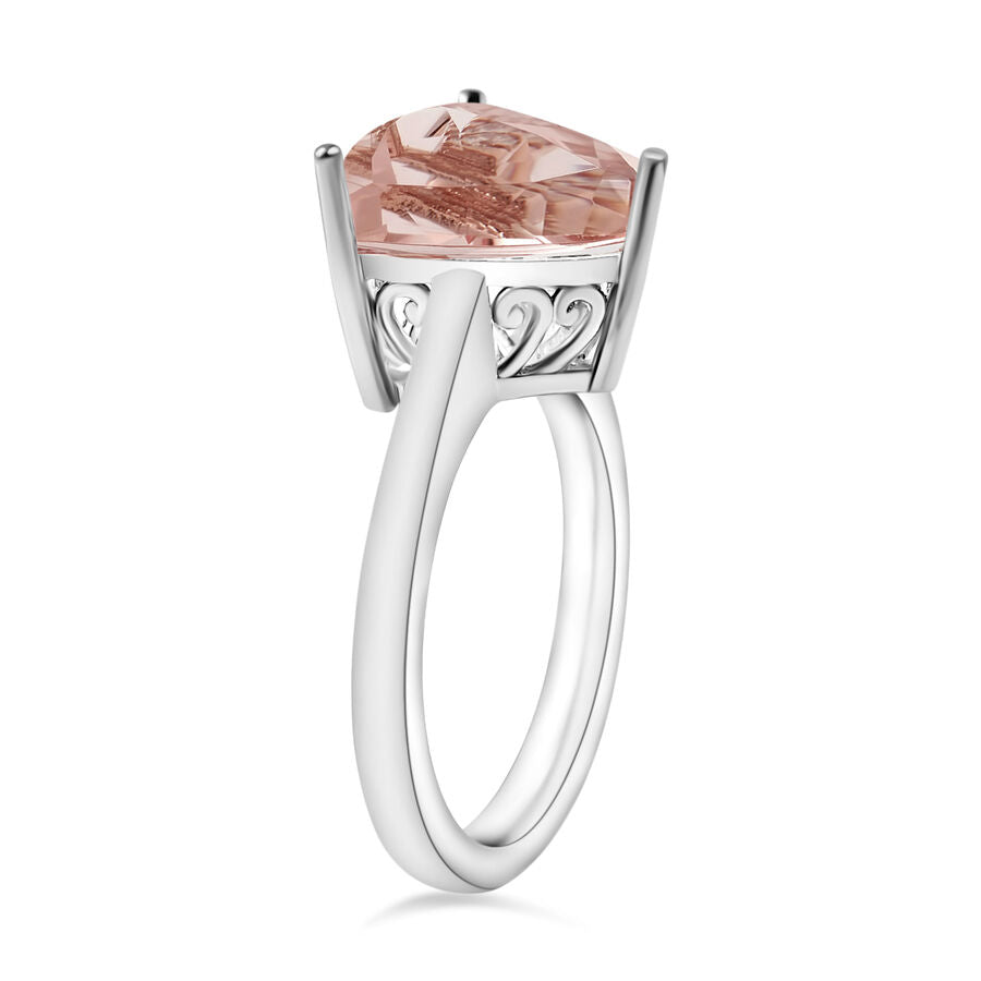 18K W Gold  AAA   Morganite  Solitaire Ring 2.60 ct,  Gold Wt. 5.5 Gms  2.600  Ct. 7719781 2