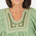 100% Cotton Tamsy Embroiderd Gauze Top Size S (8-10) - Green_7720898_3