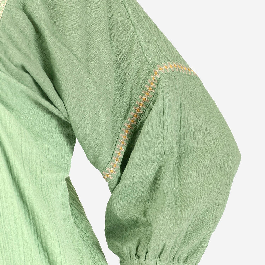 100% Cotton Tamsy Embroiderd Gauze Top Size S (8-10) - Green_7720898_4