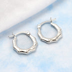 Biggest Close Out Deal - Sterling Silver Bamboo Creole Earrings with Clasp