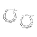 Biggest Close Out Deal - Sterling Silver Bamboo Creole Earrings with Clasp