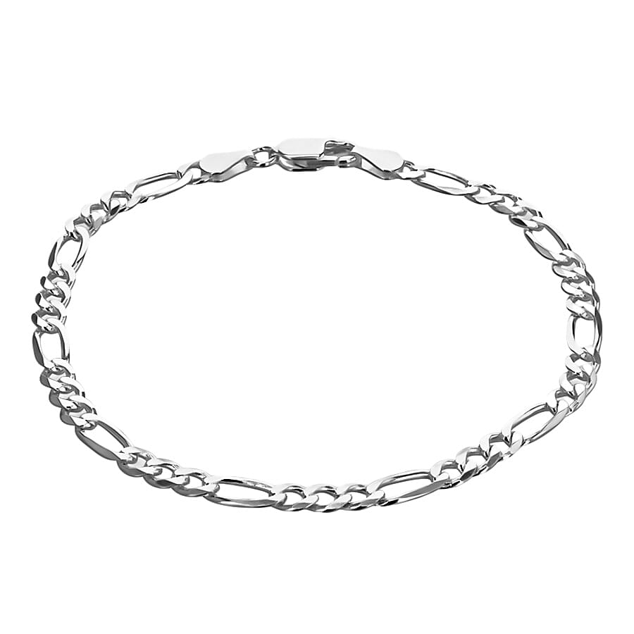 Vicenza Closeout - Sterling Silver Diamond Cut Figaro Bracelet (Size - 7.5) 7720941 0