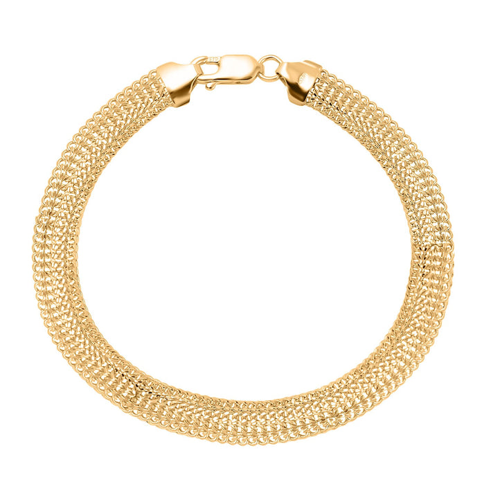 9K Yellow Gold Diamond Cut Domed Curb Bismark Bracelet (Size - 7.5) 7722993 1