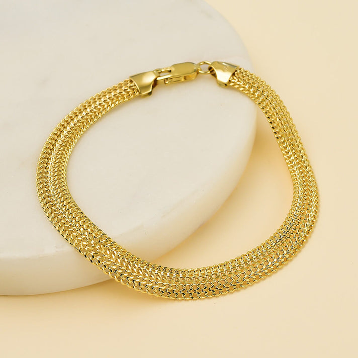 9K Yellow Gold Diamond Cut Domed Curb Bismark Bracelet (Size - 7.5) 7722993 2