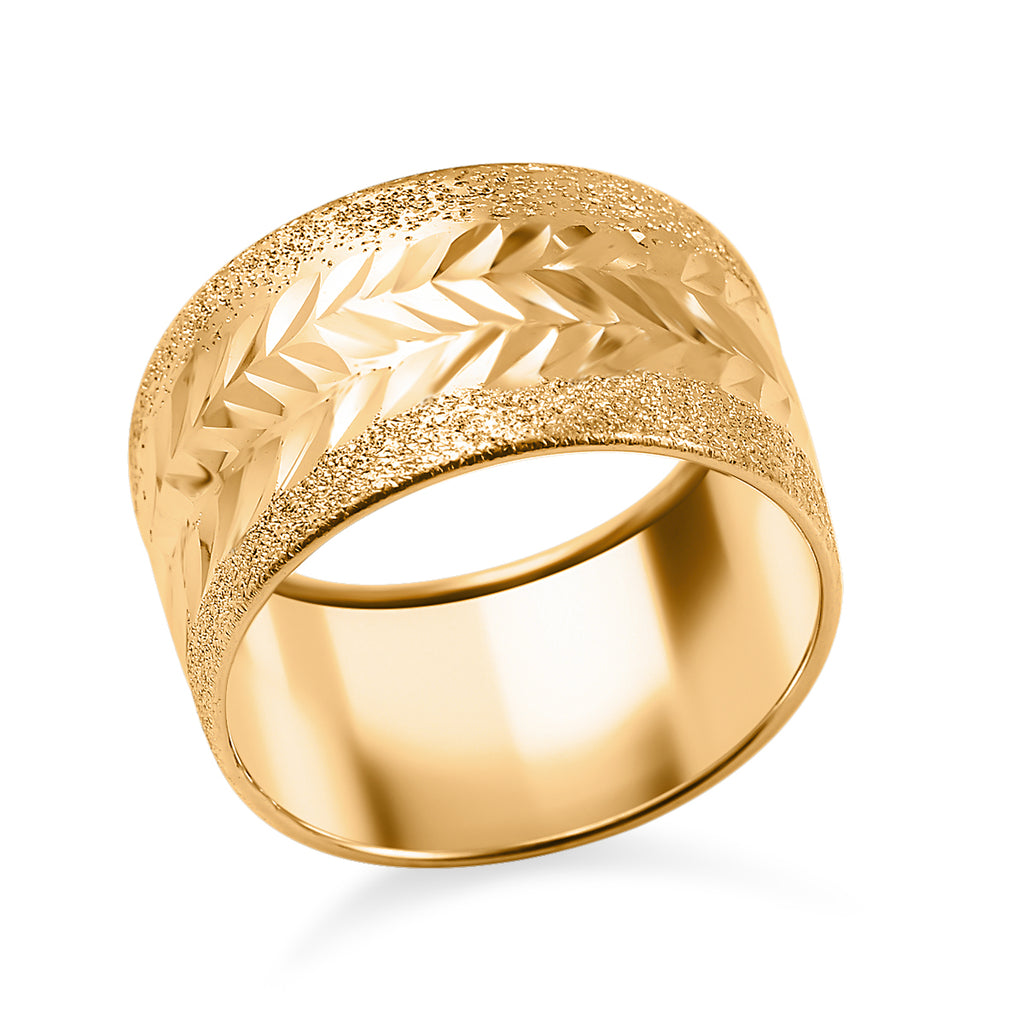 Maestro Collection - 9K Yellow Gold Diamond Cut Chevron Design Ring (Dimension 10.70x0.80mm)._7723086_3