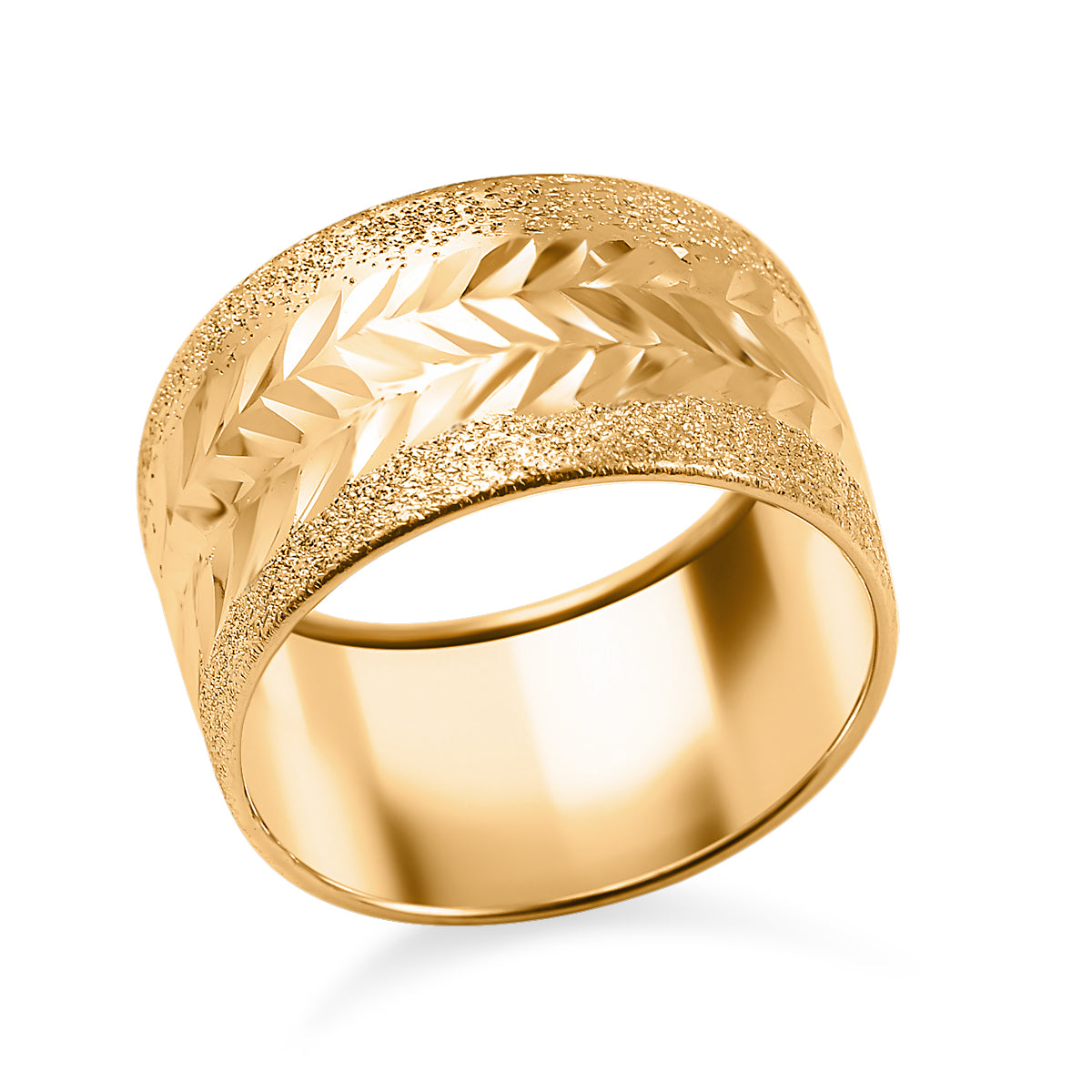 Maestro Collection - 9K Yellow Gold Diamond-Cut Chevron Design Ring 7723086 3