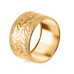 Maestro Collection - 9K Yellow Gold Diamond Cut Chevron Design Ring (Dimension 10.70x0.80mm)._7723086_4