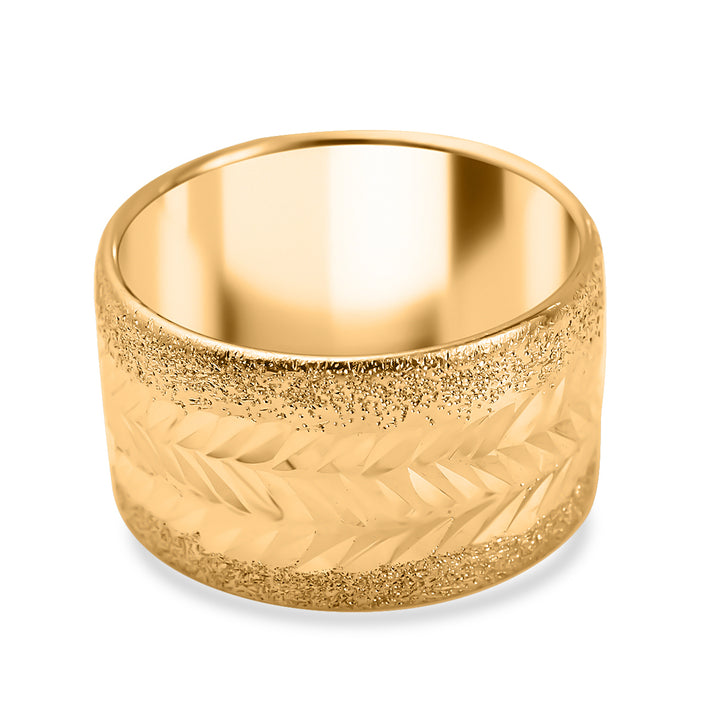 Maestro Collection - 9K Yellow Gold Diamond-Cut Chevron Design Ring 7723091 1
