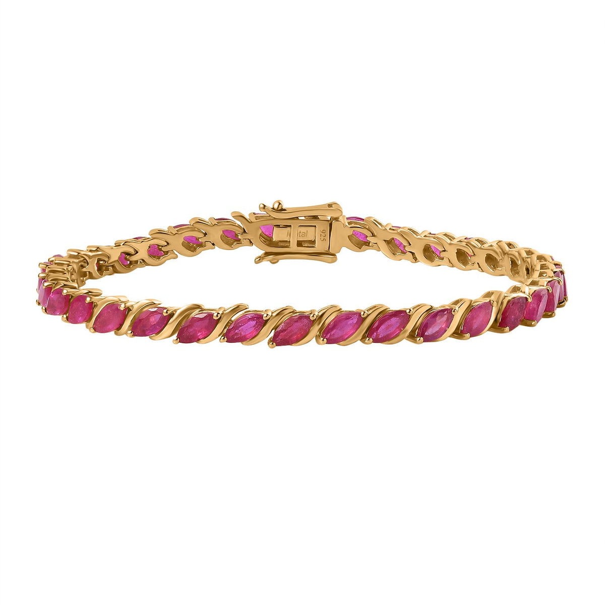 Ruby Tennis Bracelet in 18K Gold Vermeil Sterling Silver, Size 7.5 V32524618 0