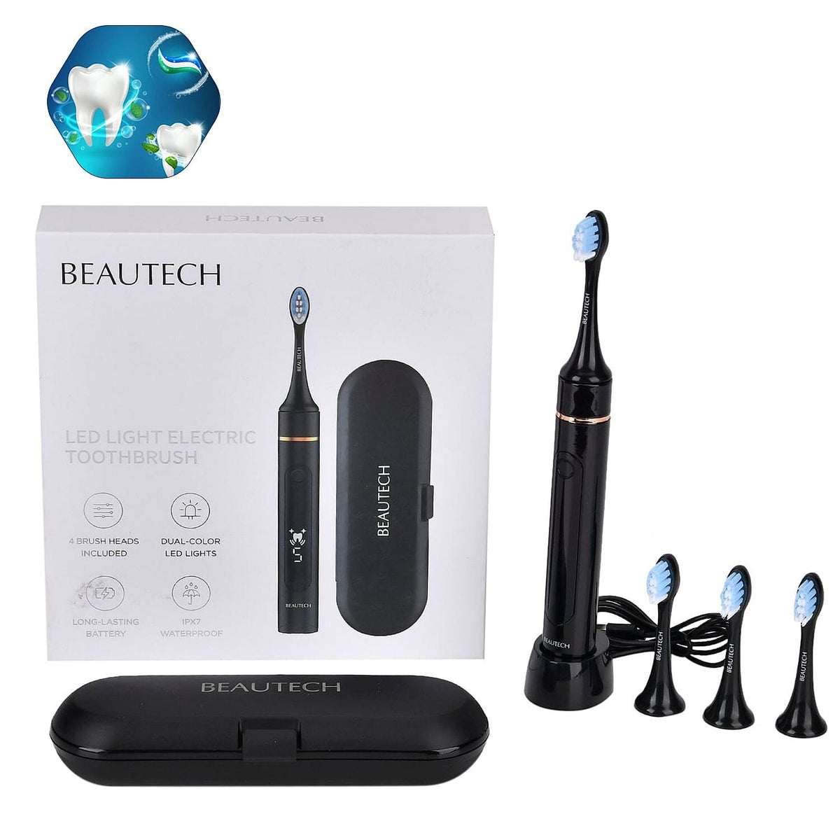 Beautech LED 5 Mode Toothbrush with 4 Replacement Brush Heads and Dual Charging Options 7723464 0