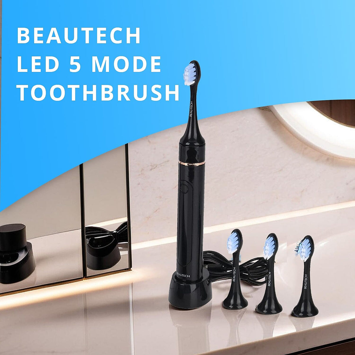 Beautech LED 5 Mode Toothbrush with 4 Replacement Brush Heads and Dual Charging Options 7723464 2