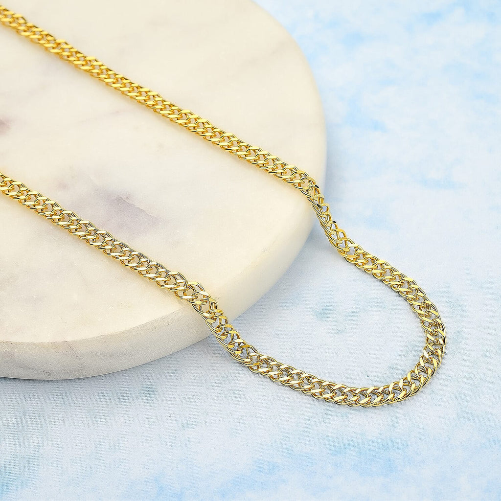 Vicenza Exclusive Deal - Gold Plated Sterling Silver Double Curb Diamond Cut Neckalce  (Size - 20)