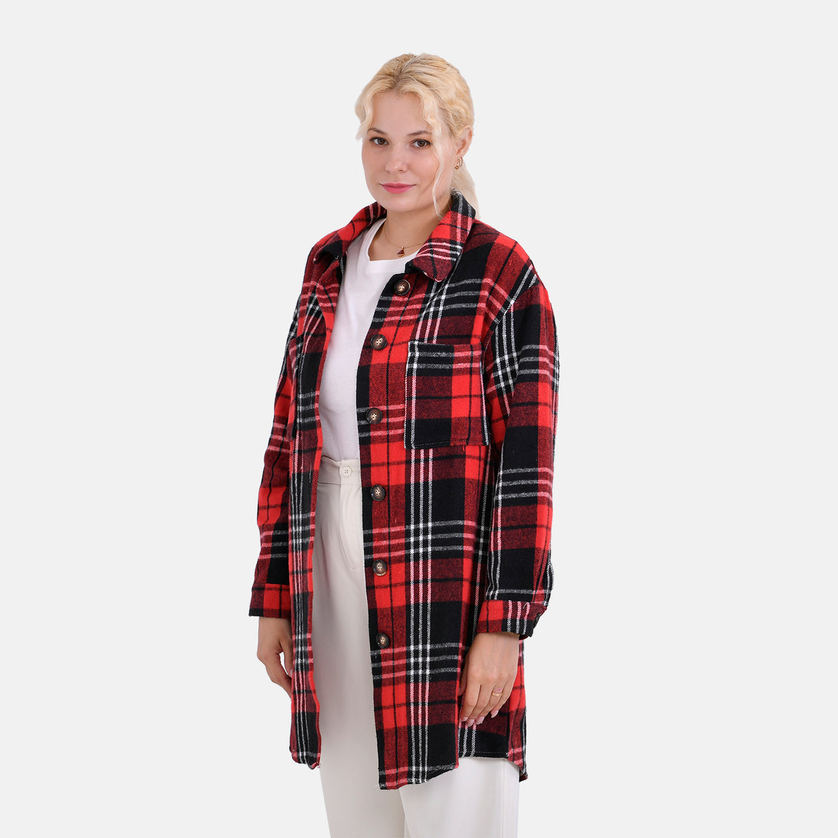 Tamsy Brushed Cotton Blend Checked Shacket 7724567 3