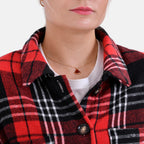 La Marey Brushed Cotton Blend Checked Shacket - Red & Black_7724567_4