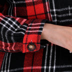La Marey Brushed Cotton Blend Checked Shacket - Red & Black_7724567_5