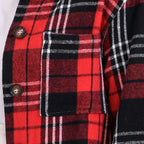 La Marey Brushed Cotton Blend Checked Shacket - Red & Black_7724567_6