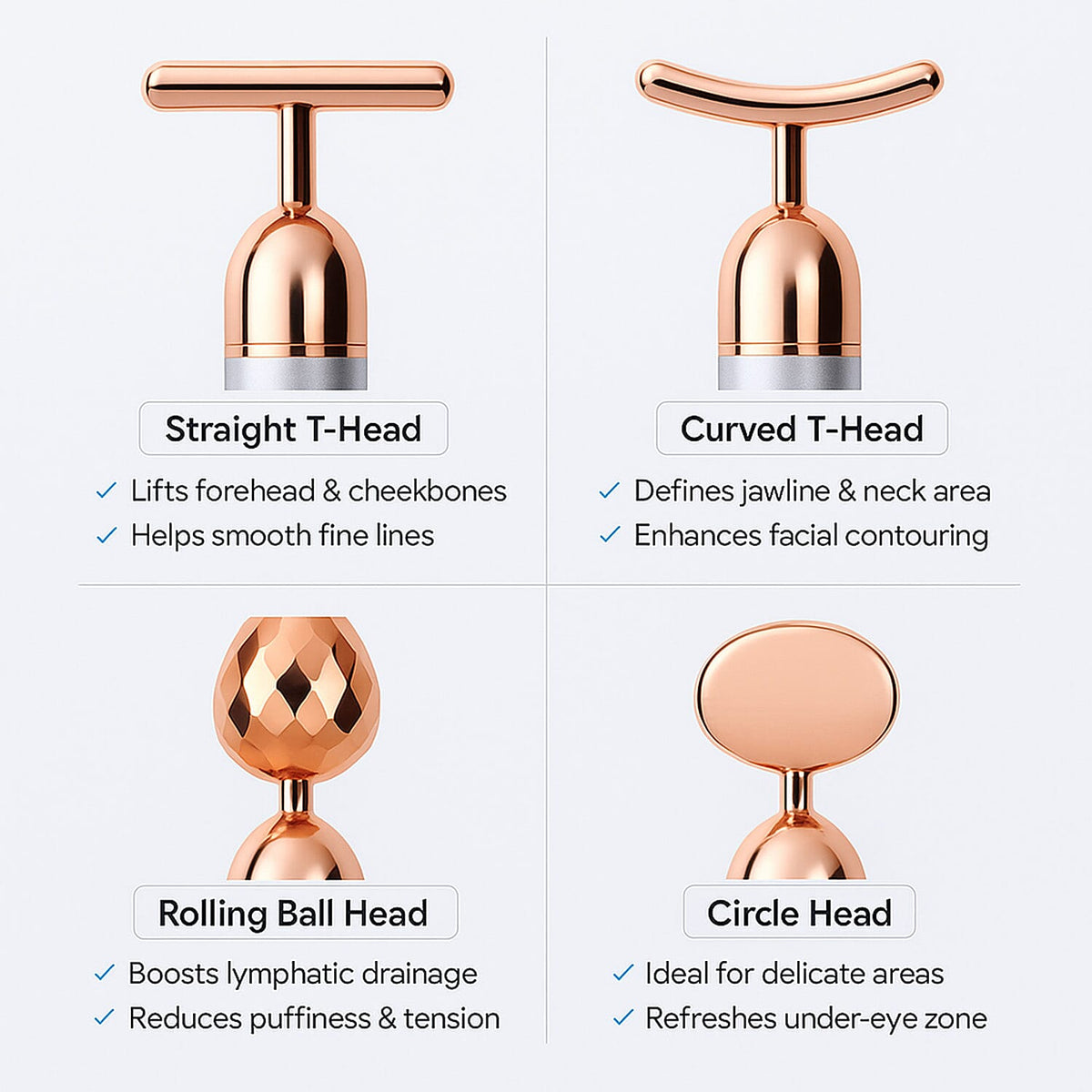 4-in-1 Facial Vibration Massage Roller - 4 Interchangeable Massage Heads 7724659 5