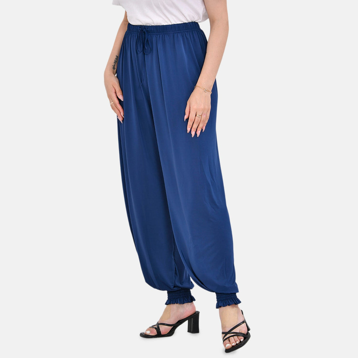 TAMSY Elastic Waist Band Trousers (One Size Curve, 18-24) - Blue V32358324 3