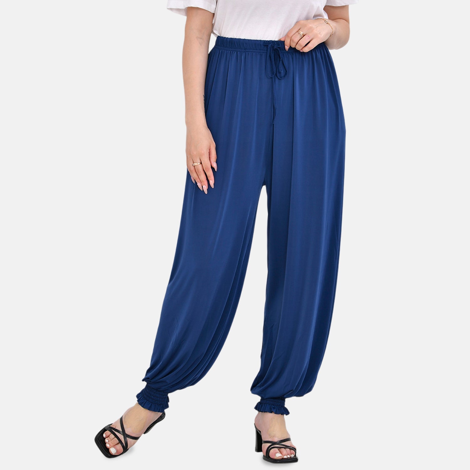 TAMSY Elastic Waist Band Trousers (One Size Curve, 18-24) - Blue V32358894 4