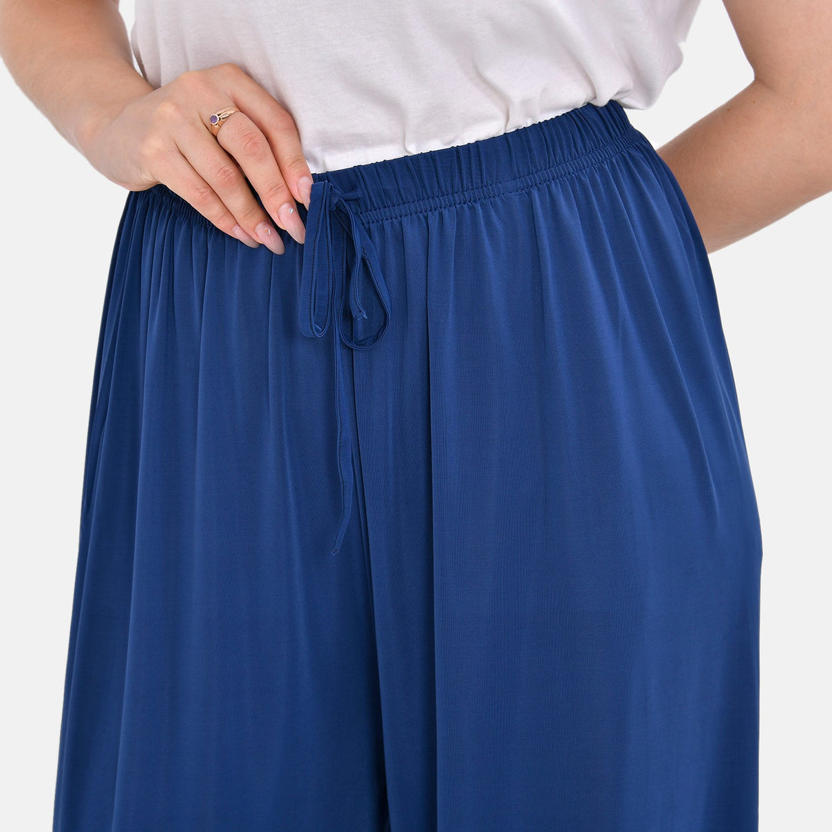 TAMSY Elastic Waist Band Trousers (One Size Curve, 18-24) - Blue V32354710 5